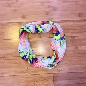 Multi-color infinity scarf.